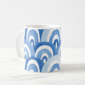 青い水色：抽象芸術海 コーヒーマグカップ (正面左)