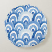 青い水色：抽象芸術海 ラウンドクッション (裏面)