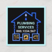 青い水道管がホーム漏れ スクエア名刺 (正面)