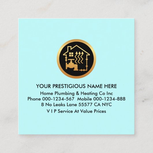 青い水道管がホーム漏れ スクエア名刺 (裏面)