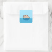 青い水面に浮かぶミニマリストのカピバラ スクエアシール (バッグ)