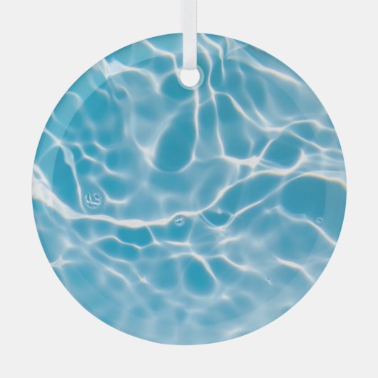 青い水面、自然抽象芸術 ガラスオーナメント (正面)