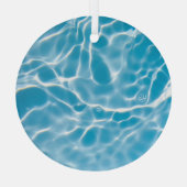 青い水面、自然抽象芸術 ガラスオーナメント (裏面)