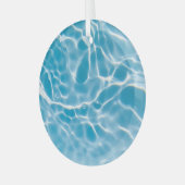 青い水面、自然抽象芸術 ガラスオーナメント (正面左)