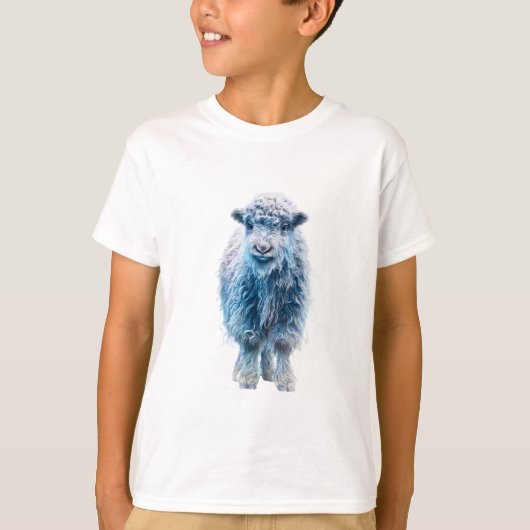 青い氷のような毛並みの子羊 キッズ Tシャツ (正面)
