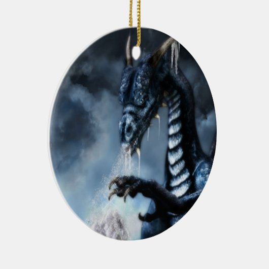 青い氷のドラゴンの休日のオーナメント セラミックオーナメント (右)