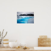 青い氷のポスター付き白黒の山 ポスター (キッチン)