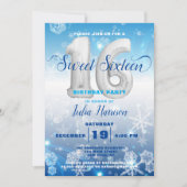 青い氷の冬のワンダーランド スイート16の誕生日 招待状 (正面)