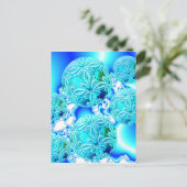 青い氷の結晶、抽象芸術アクアAzureシアンスパイラル ポストカード (スタンド正面)
