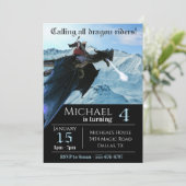 青い氷の雪のドラゴンに乗る魔法使いの誕生日 招待状 (スタンド正面)