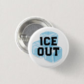 青い氷のICE OUT 缶バッジ (正面&裏面)