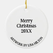 青い永遠 |抽象芸術アートのクリスマス セラミックオーナメント (裏面)