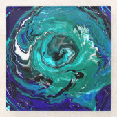 青い永遠 |抽象芸術アート ガラスコースター (正面)