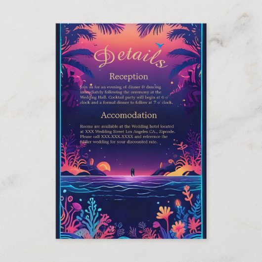 青い沿岸の結婚雰囲気の囲いカード エンクロージャーカード (正面)