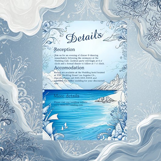 青い沿岸の結婚雰囲気の囲いカード エンクロージャーカード