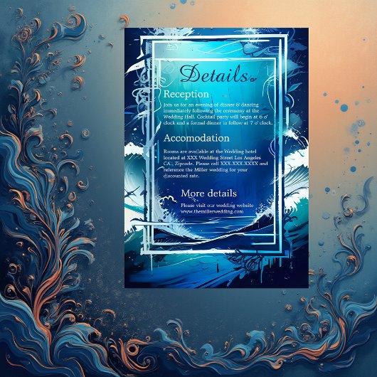 青い沿岸の結婚雰囲気の囲いカード エンクロージャーカード