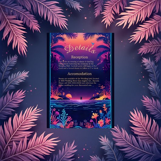 青い沿岸の結婚雰囲気の囲いカード エンクロージャーカード