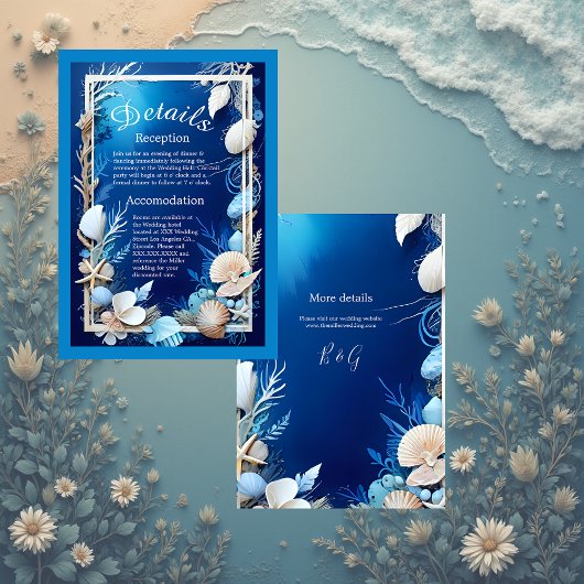青い沿岸の結婚雰囲気の囲いカード エンクロージャーカード