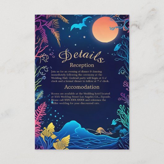 青い沿岸の結婚雰囲気の囲いカード エンクロージャーカード (正面)