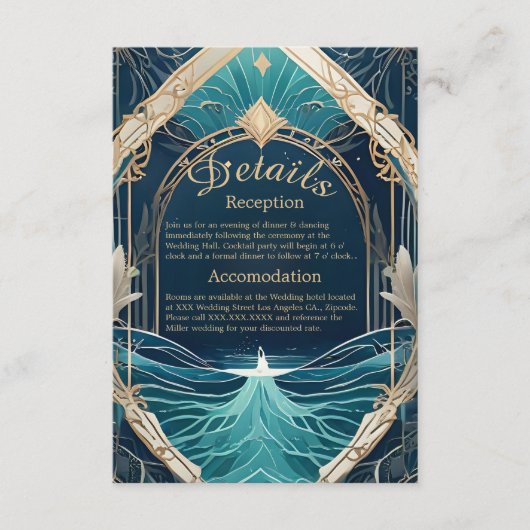 青い沿岸の結婚雰囲気の囲いカード エンクロージャーカード (正面)