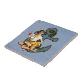 青い沿岸の船といかりプールパーティーの女の子 タイル (側面)