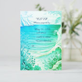 青い沿岸のvibe結婚式rsvpカード 出欠カード (スタンド正面)