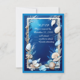 青い沿岸のvibe結婚式rsvpカード 出欠カード