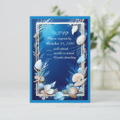 青い沿岸のvibe結婚式rsvpカード 出欠カード (スタンド正面)