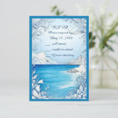 青い沿岸のvibe結婚式rsvpカード 出欠カード (スタンド正面)