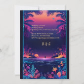 青い沿岸ビブ結婚式招待状 (裏面)