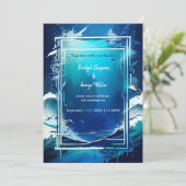 青い沿岸ビブ結婚式招待状 (スタンド正面)