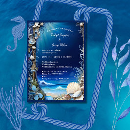 青い沿岸ビブ結婚式招待状