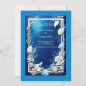青い沿岸ビブ結婚式招待状 招待状 (正面)