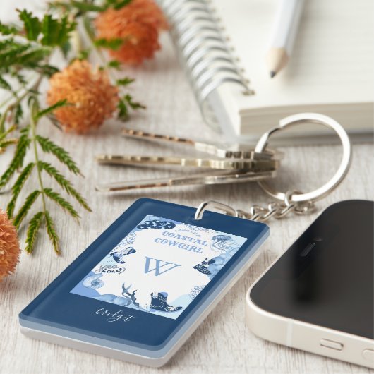 青い沿岸女性のカーボーイ キーホルダー (正面右)