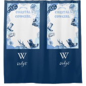 青い沿岸女性のカーボーイ シャワーカーテン (正面)