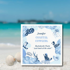 青い沿岸女性のカーボーイ スタンダードカクテルナプキン