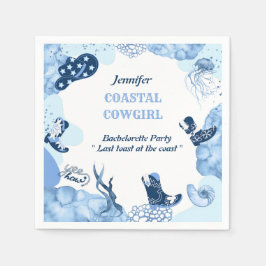 青い沿岸女性のカーボーイ スタンダードカクテルナプキン