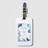 青い沿岸女性のカーボーイ ラゲッジタグ (正面縦)