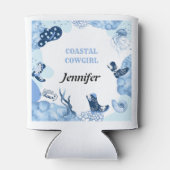 青い沿岸女性のカーボーイ 缶クーラー (裏面)