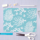 青い沿岸白い珊瑚及び貝殻 薄葉紙 (クラフト)