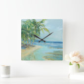 青い沿岸礁湖 スクエア壁時計 (ホーム)