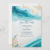 青い沿岸結婚のvibeの安全な日付招待状 招待状 (正面)