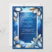 青い沿岸結婚のvibeの安全な日付招待状 招待状 (正面)