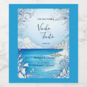 青い沿岸結婚生物 ワインラベル (シングルラベル)