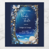 青い沿岸結婚生物 ワインラベル (シングルラベル)