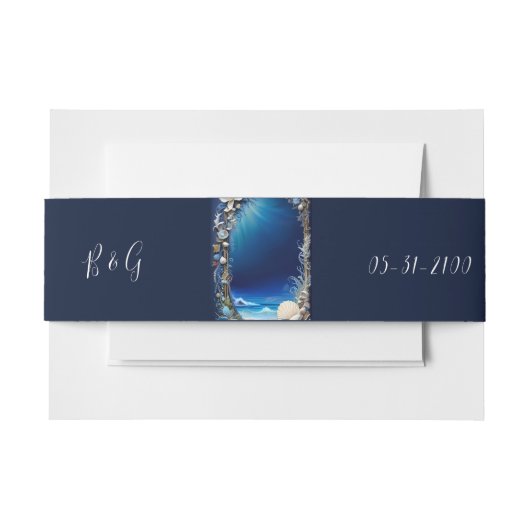 青い沿岸結婚生物 招待状ベリーバンド (正面例)