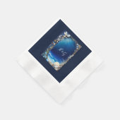 青い沿岸結婚生物 縁ありカクテルナプキン (角)