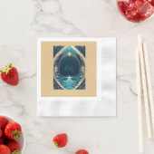 青い沿岸結婚生物 縁ありカクテルナプキン (インサイチュ)