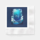 青い沿岸結婚生物 縁ありカクテルナプキン (正面)