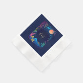 青い沿岸結婚生物 縁ありカクテルナプキン (角)
